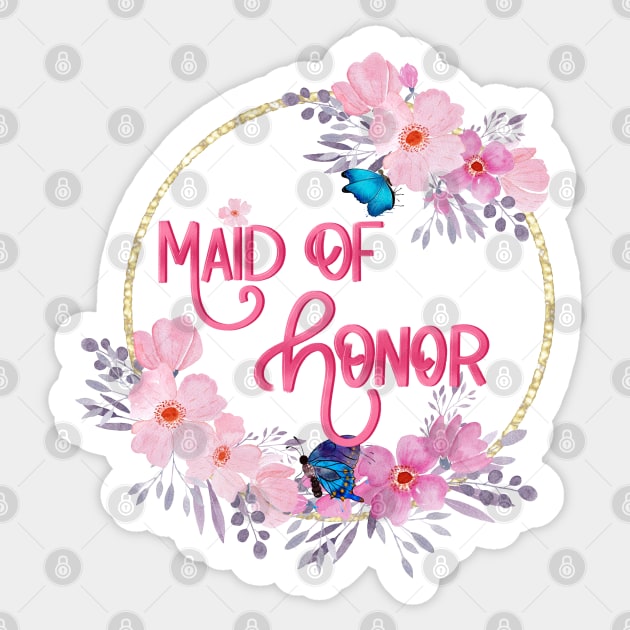 Maid of honor floral design Sticker by PrintAmor